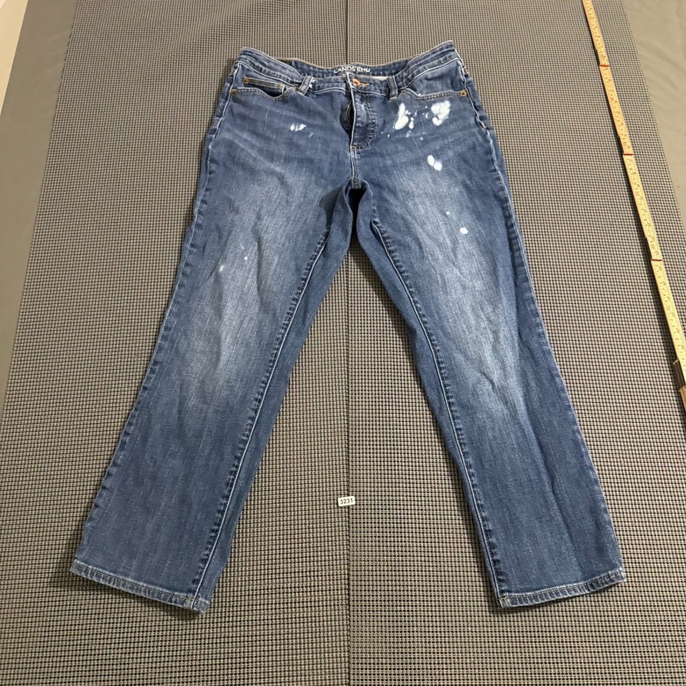 Lands End Womens Mid Rise Crop Jean Pant Blue Size 8 Denim 3231